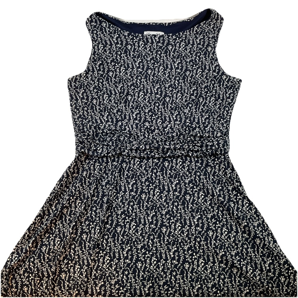 Laura Jeffries Black/White Gathered Waist Tank Midi Stretch Dress Sz 14 I92‎